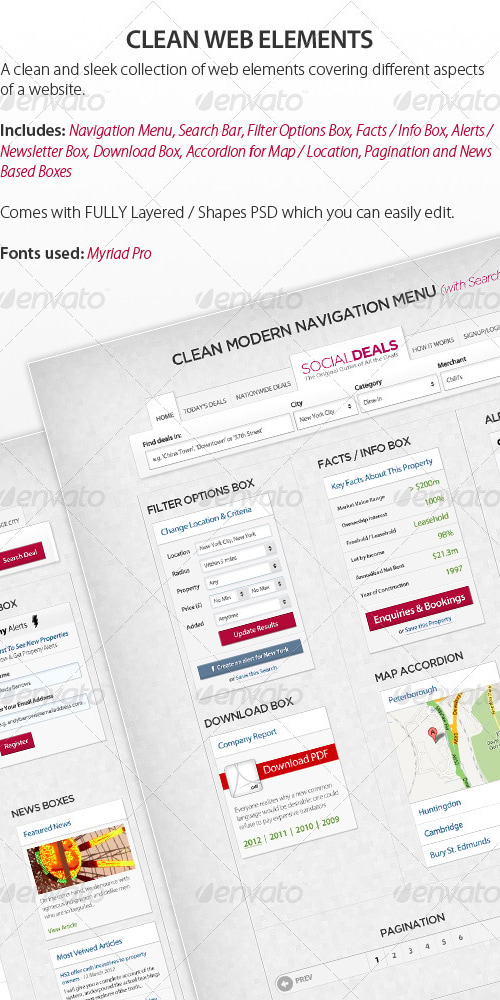 Clean Web Elements, Web Elements | GraphicRiver