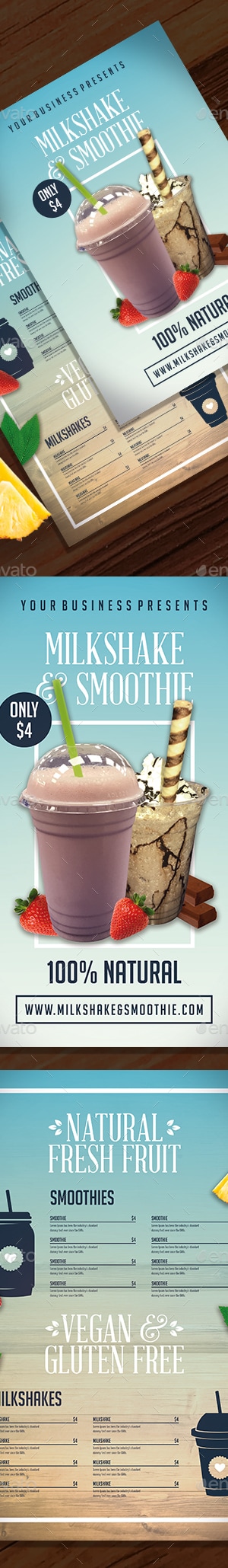 Milkshake & Smoothie Menu Template, Print Templates | GraphicRiver