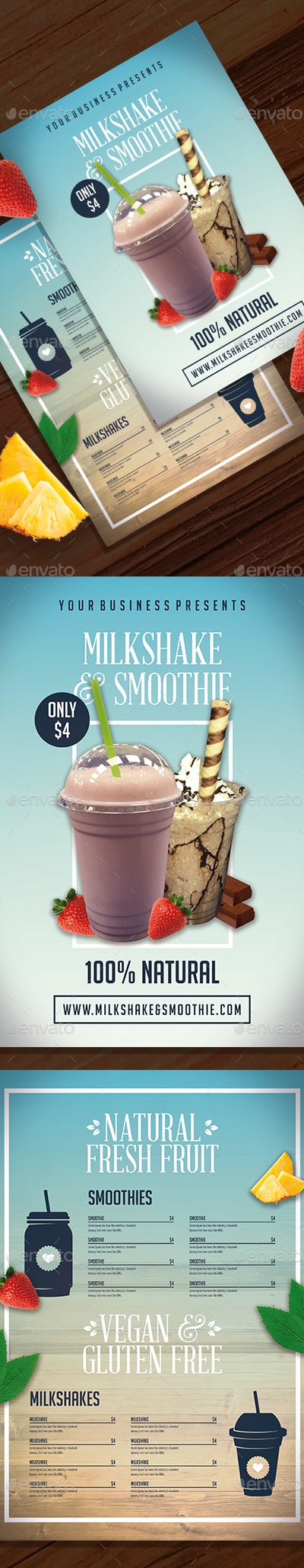 Milkshake & Smoothie Menu Template, Print Templates | GraphicRiver