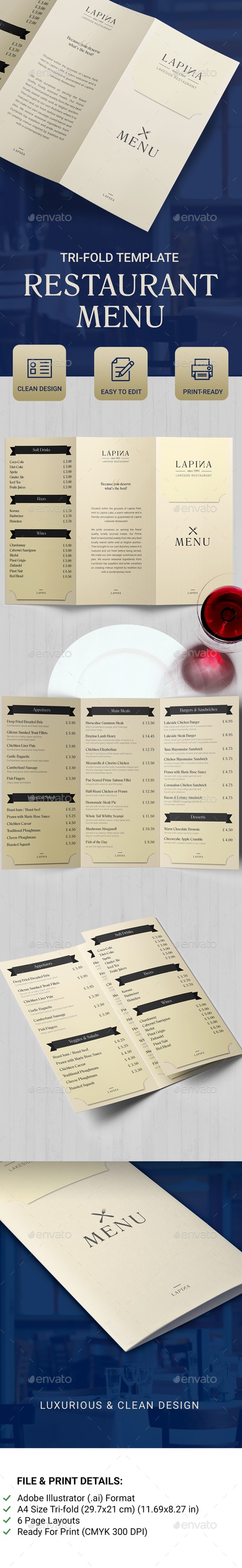 Clean Restaurant Menu, Print Templates | GraphicRiver
