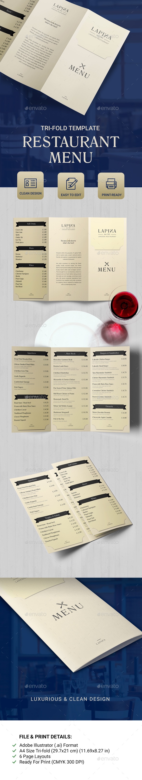 Clean Restaurant Menu, Print Templates | GraphicRiver
