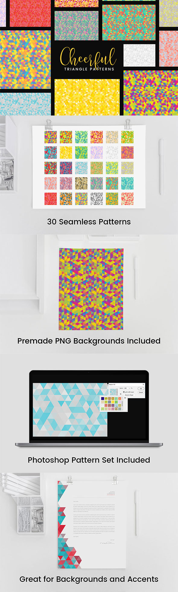 30 Cheerful Triangle Patterns, Add-ons | GraphicRiver