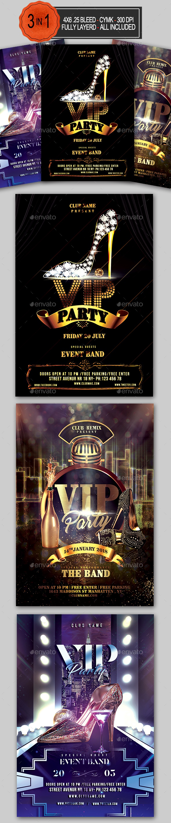 VIP Party Flyer Bundle, Print Templates | GraphicRiver