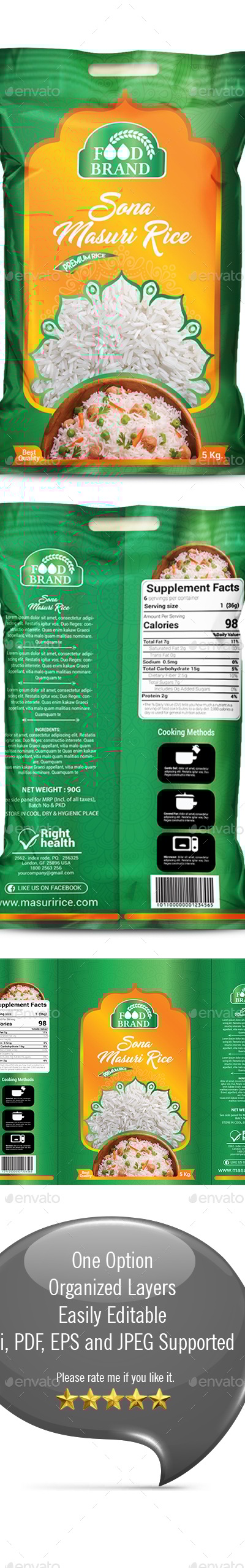 Rice Packaging Template, Print Templates | GraphicRiver