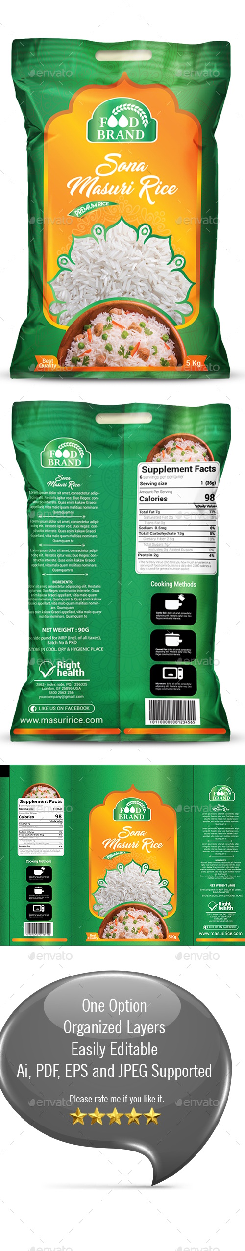 Rice Packaging Template, Print Templates | GraphicRiver