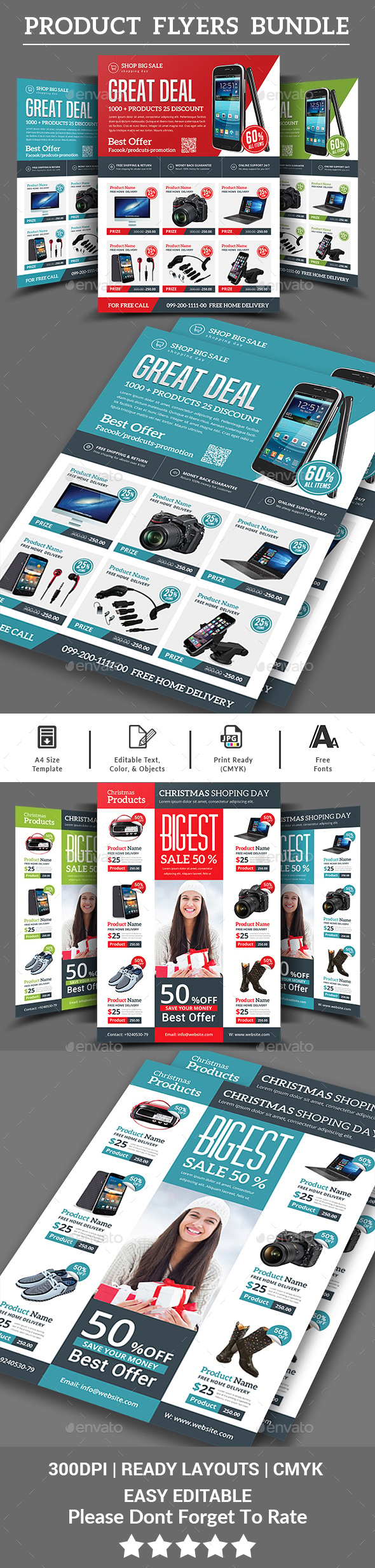 Product Promotion Flyers Bundle, Print Templates | GraphicRiver