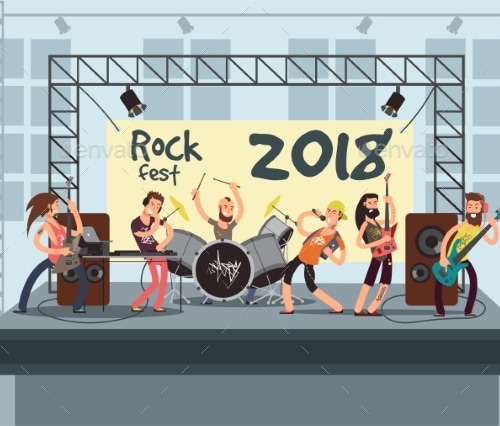 Music Performance on Stage with Young Musicians, Vectors | GraphicRiver