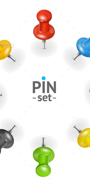 Detailed Color Pins Icons Set, Vectors | GraphicRiver
