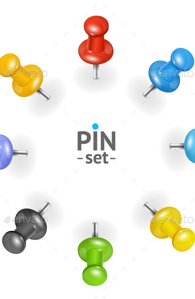 Detailed Color Pins Icons Set, Vectors | GraphicRiver