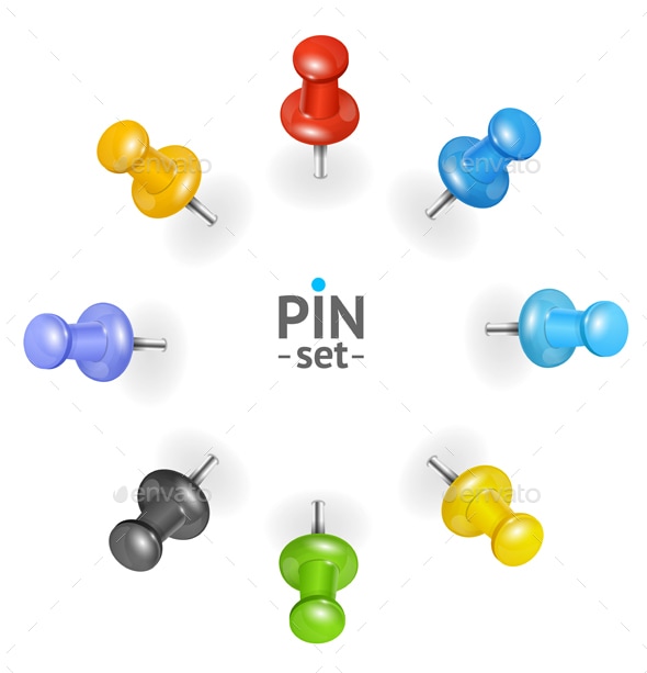 Detailed Color Pins Icons Set, Vectors | GraphicRiver