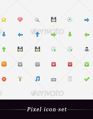 Pixel icon set, Icons | GraphicRiver