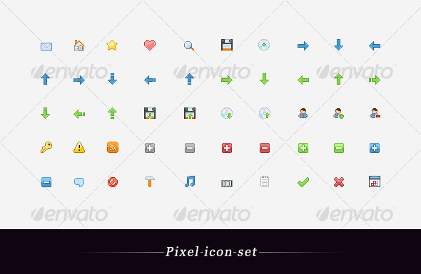 Pixel icon set, Icons | GraphicRiver