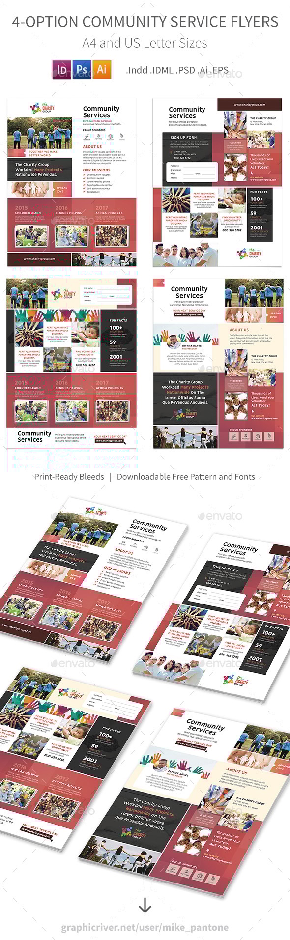 Community Service Flyers 2 – 4 Options, Print Templates | GraphicRiver