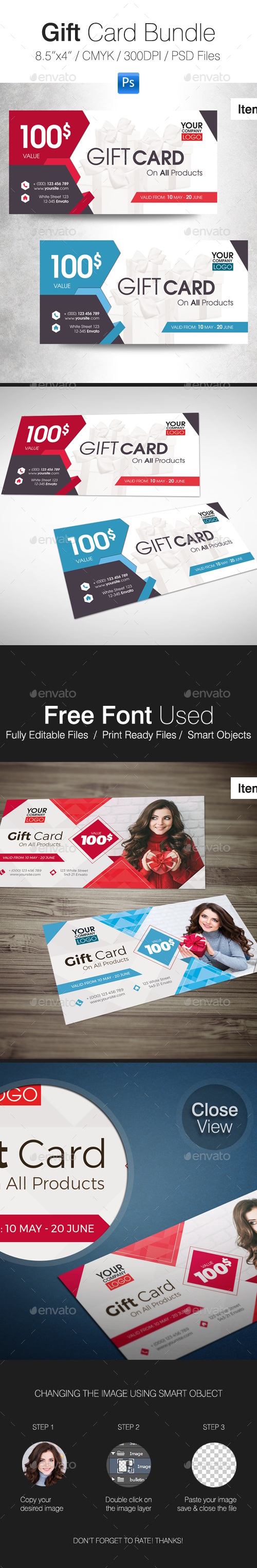Gift Card Bundle, Print Templates | GraphicRiver