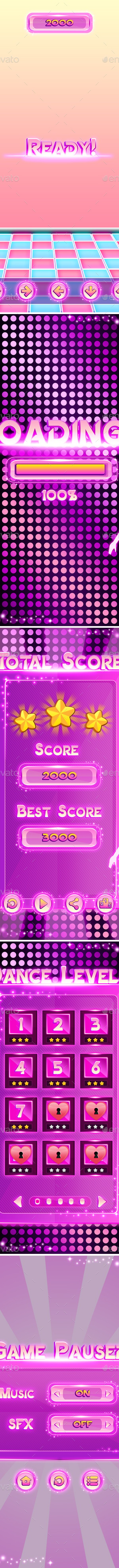 Pink Dance Game UI, Game Assets | GraphicRiver
