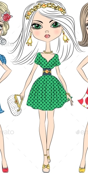 Vector Fashion Girls Top Models, Vectors | GraphicRiver