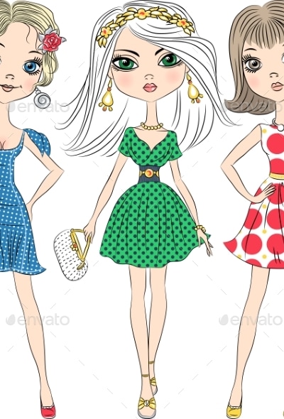 Vector Fashion Girls Top Models, Vectors | GraphicRiver