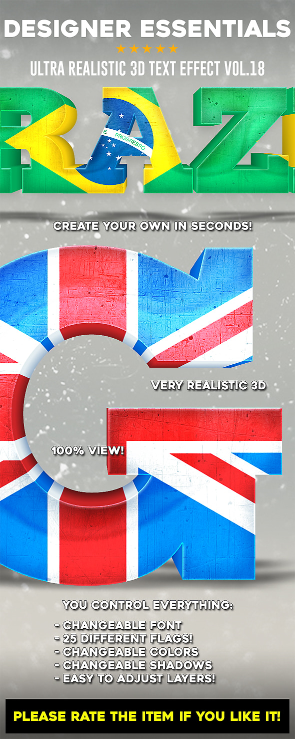 Designer Essentials Ultra Realistic 3D Text Effect Vol.18, Add-ons