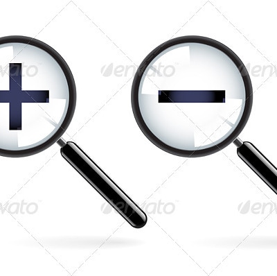 Monochromatic increase-decrease magnifiers icons, Vectors | GraphicRiver