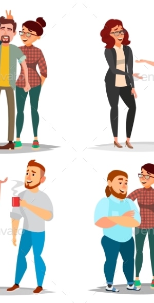 Friends Characters Set Vector Laughing Friends, Vectors | GraphicRiver