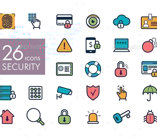 Security outline web icon set, Vectors | GraphicRiver