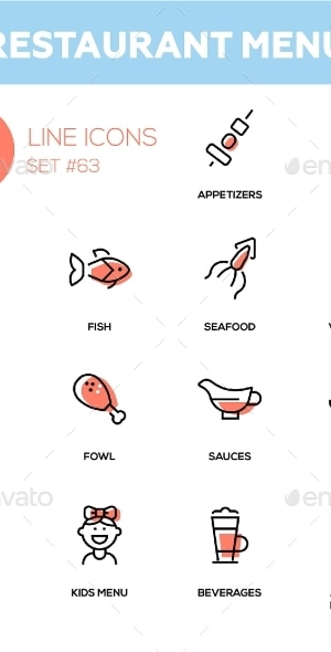 Restaurant Menu - Line Design Icons Set, Icons | GraphicRiver
