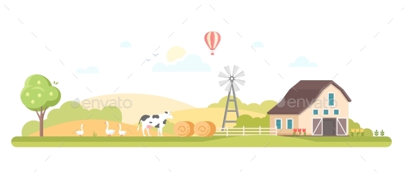 Rural Landscape - Modern Flat Design Style Vector, Vectors | GraphicRiver
