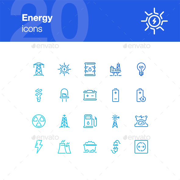 20 Energy Icons, Icons | GraphicRiver
