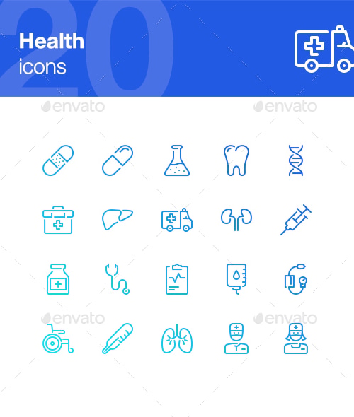 20 Health Icons, Icons | GraphicRiver