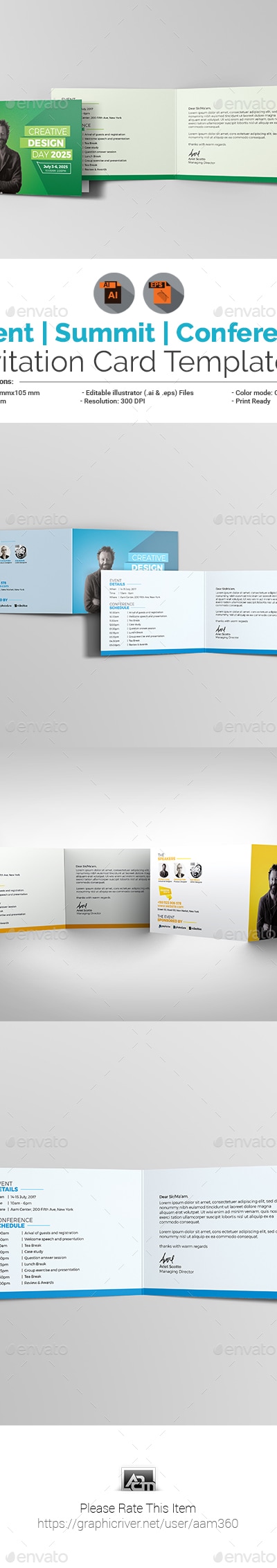 Event / Summit / Conference Invitation Card Template, Print Templates