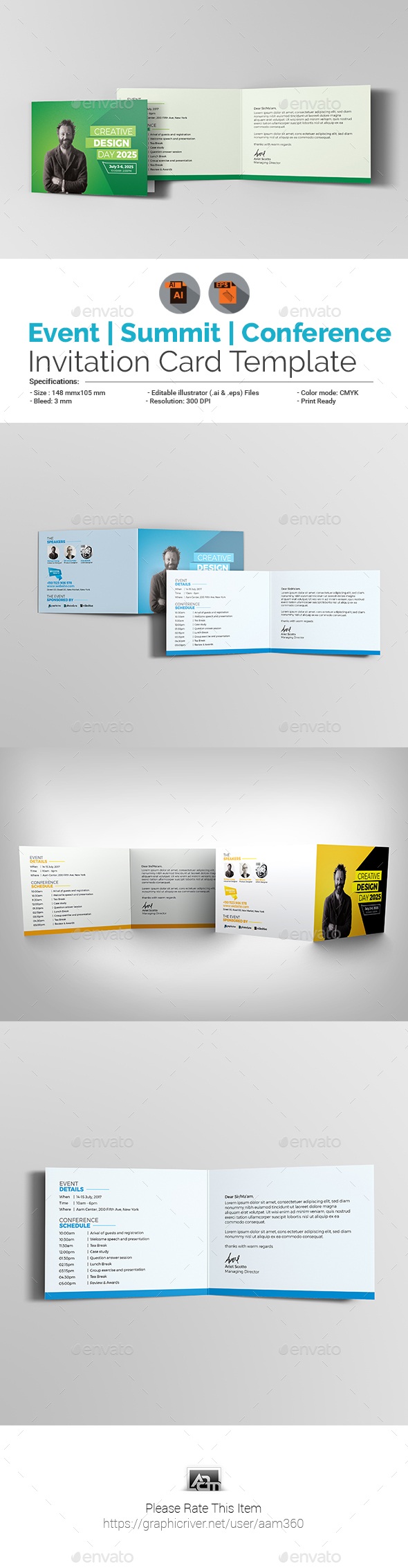 Event / Summit / Conference Invitation Card Template, Print Templates