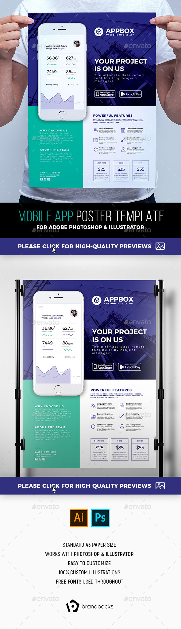 Mobile App Poster Template, Print Templates | GraphicRiver