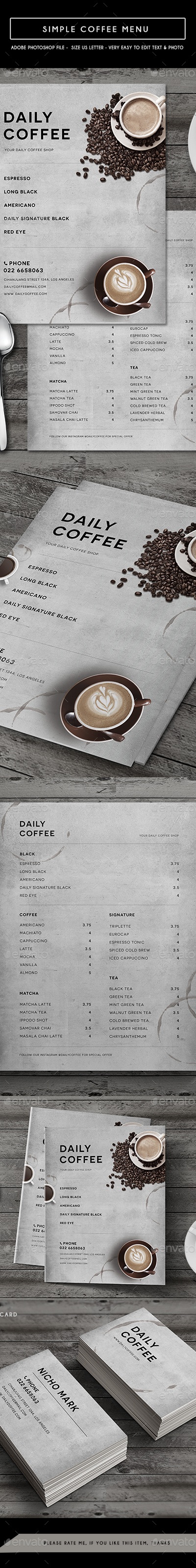 Simple Coffee Menu, Print Templates | GraphicRiver