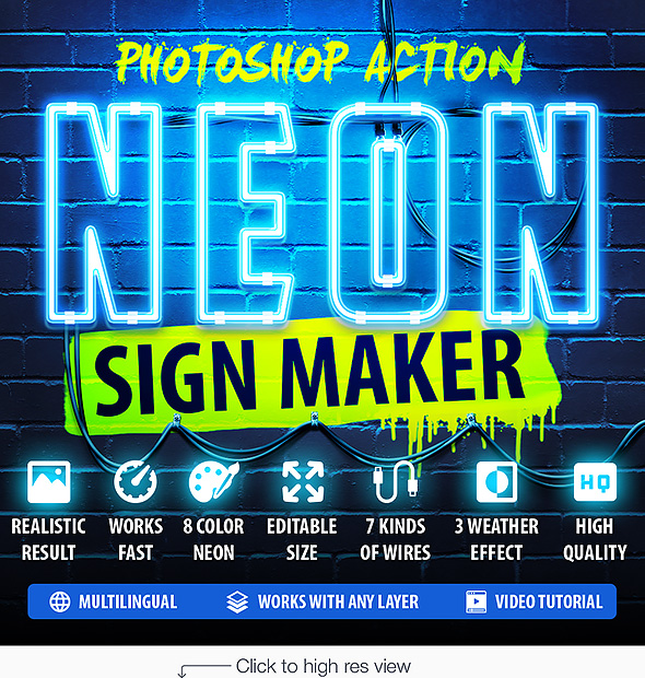 Neon Sign Maker Photoshop Action - Utilities Actions