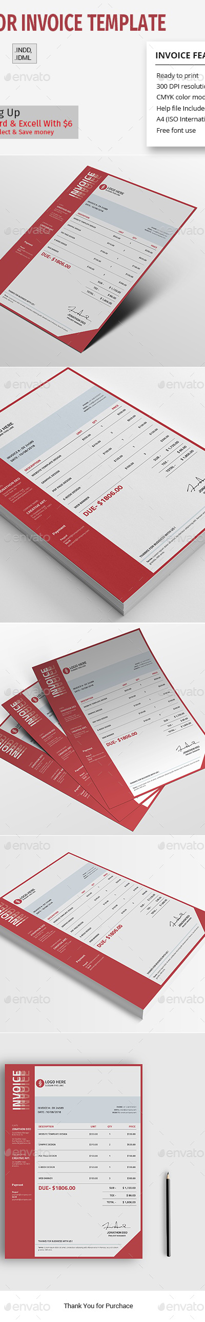 Color Invoice Template, Print Templates | GraphicRiver