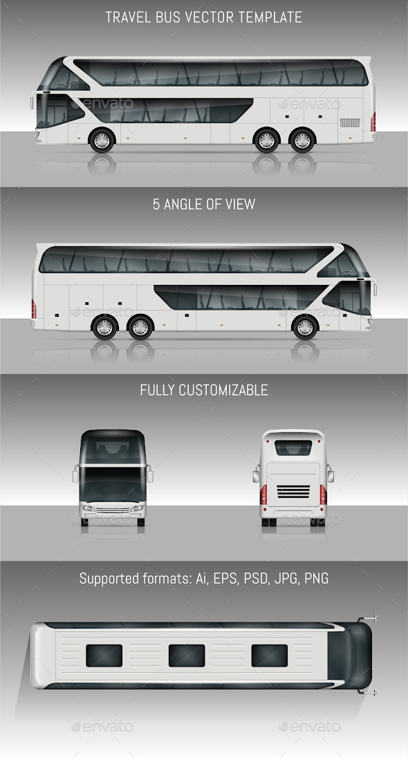 Travel bus vector template, Vectors | GraphicRiver