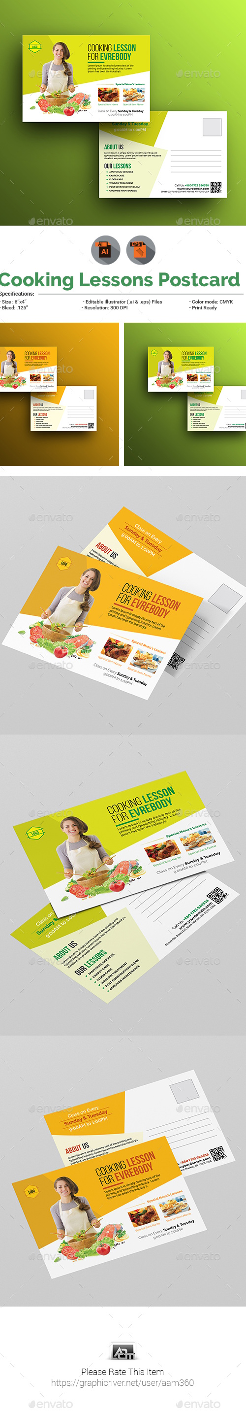 Cooking Lessons Postcard Template, Print Templates | GraphicRiver