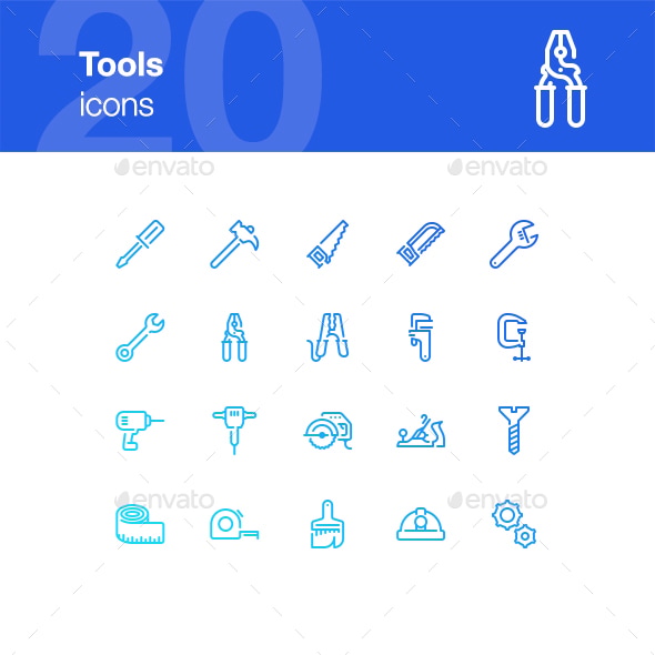 20 Tools Icons, Icons | GraphicRiver