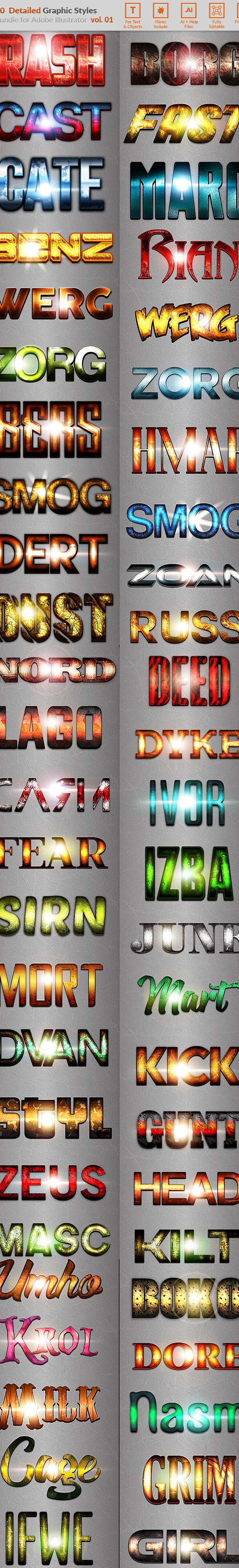 50 Detailed Text Effects - Bundle Vol. 01, Add-ons | GraphicRiver