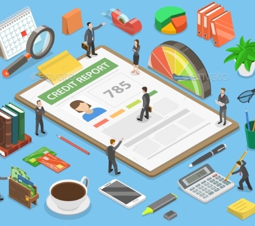 Credit Report Flat Isometric Vector Concept, Vectors | GraphicRiver
