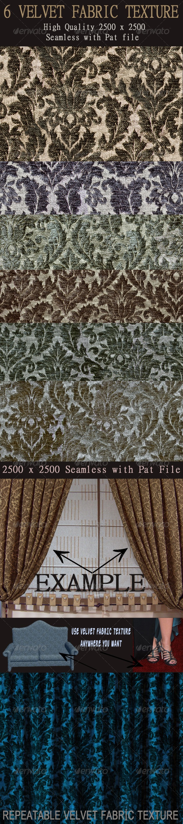 6 Seamless Velvet Fabric Textures, Textures | GraphicRiver
