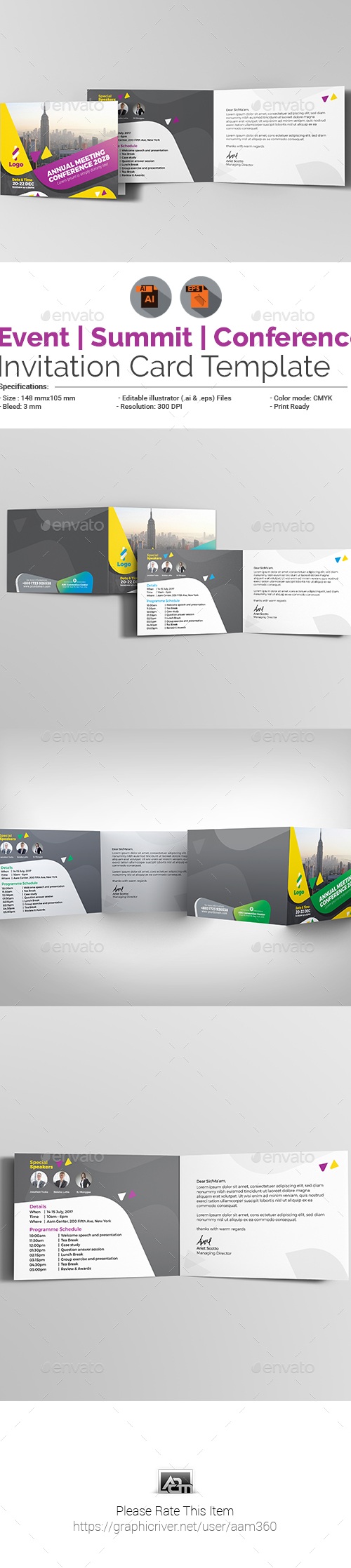 Event / Summit / Conference Invitation Card, Print Templates | GraphicRiver