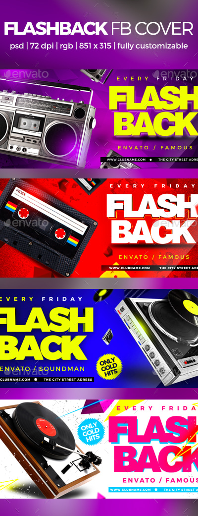 Flash Back Facebook Cover, Web Elements | GraphicRiver