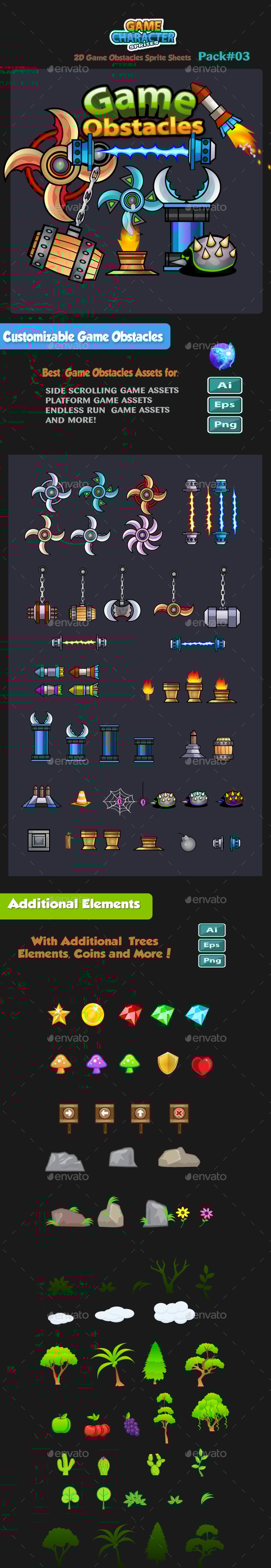 2D Game Obstacles 03, Game Assets | GraphicRiver