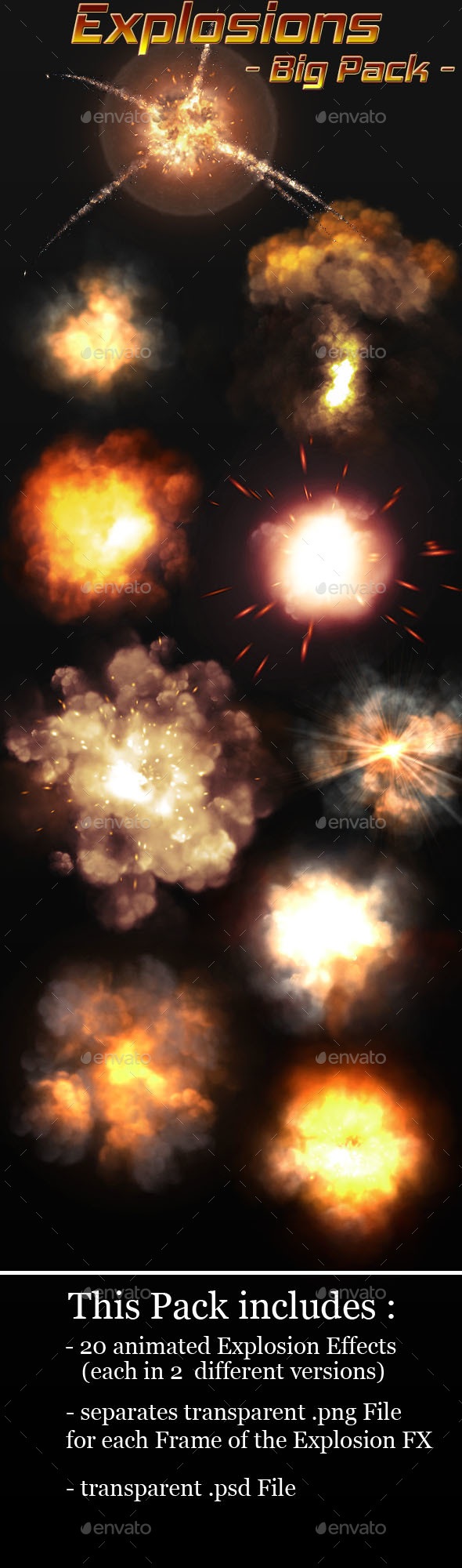Explosion Sprites Pack, Game Assets | GraphicRiver