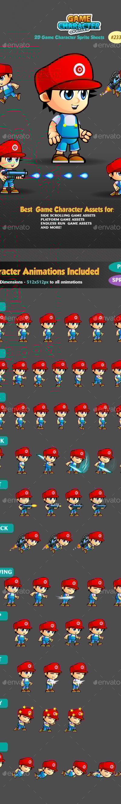 2D Game Character Sprites 233, Game Assets | GraphicRiver