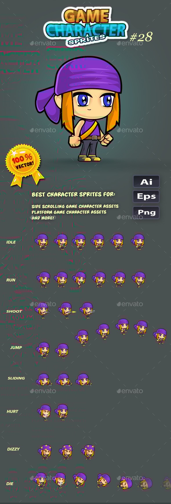 2D Game Character Sprites 28, Game Assets | GraphicRiver
