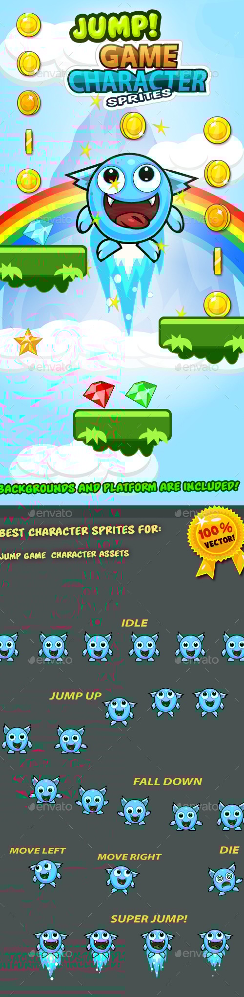 Jump Game Character Sprites 11, Game Assets | GraphicRiver