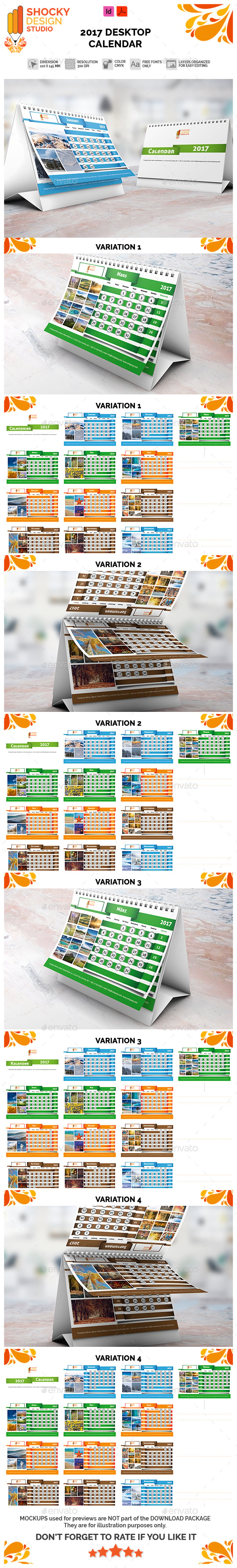2017 Desktop Calendar Template, Print Templates | GraphicRiver