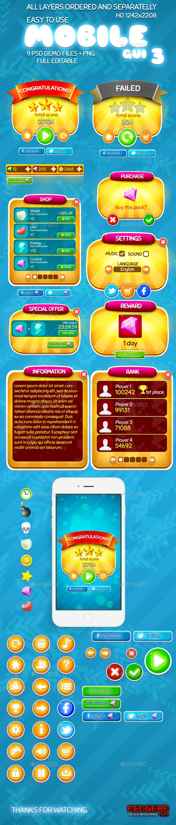 Mobile Game UI Pack #3, Game Assets | GraphicRiver